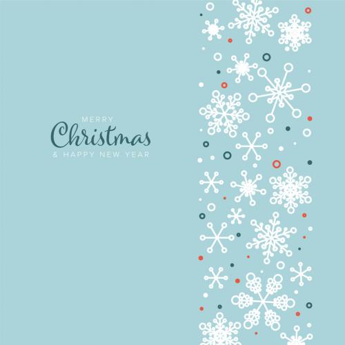 Merry Christmas Card with Minimalist Snowflakes Stripe - 462310227