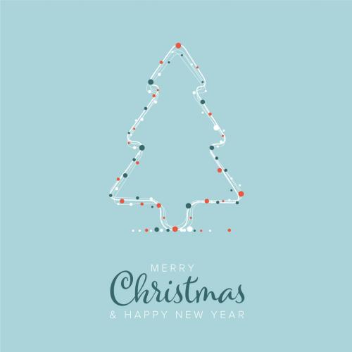 Merry Christmas Card with Christmas Tree Shape - 462310246
