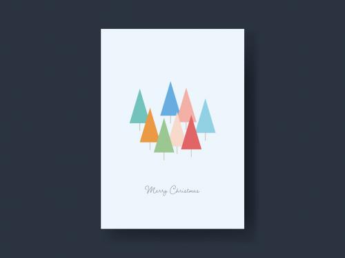 Colorful Trees Christmas Card Layout - 462310249