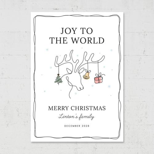 Christmas Flyer Card Printable with Reindeer Illustration - 462310684