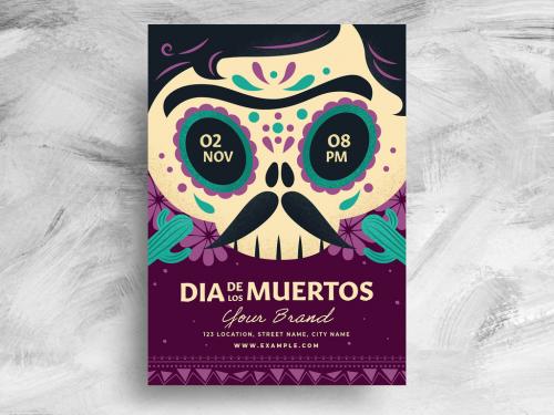 Mexican Flyer for Dia De Los Muertos Day of the Dead - 462310711