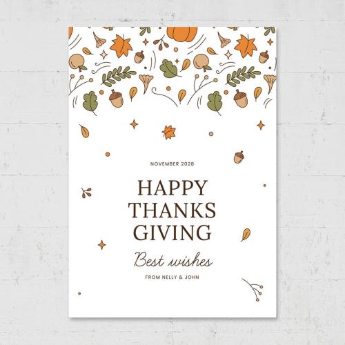 Thanksgiving Greetings Card Flyer - 462310958