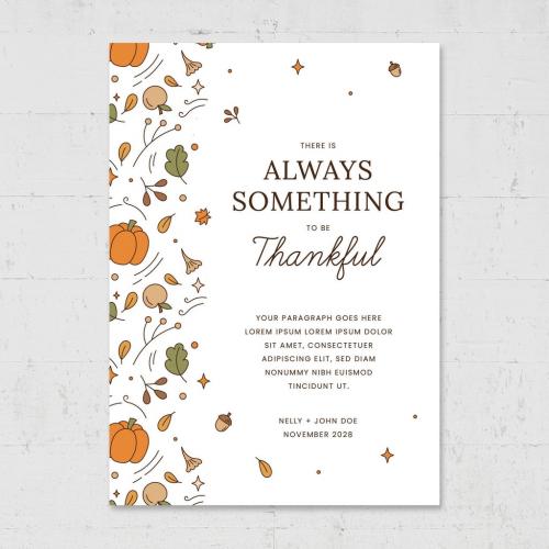 Minimal Thanksgiving Greetings Card Flyer Printable - 462311079