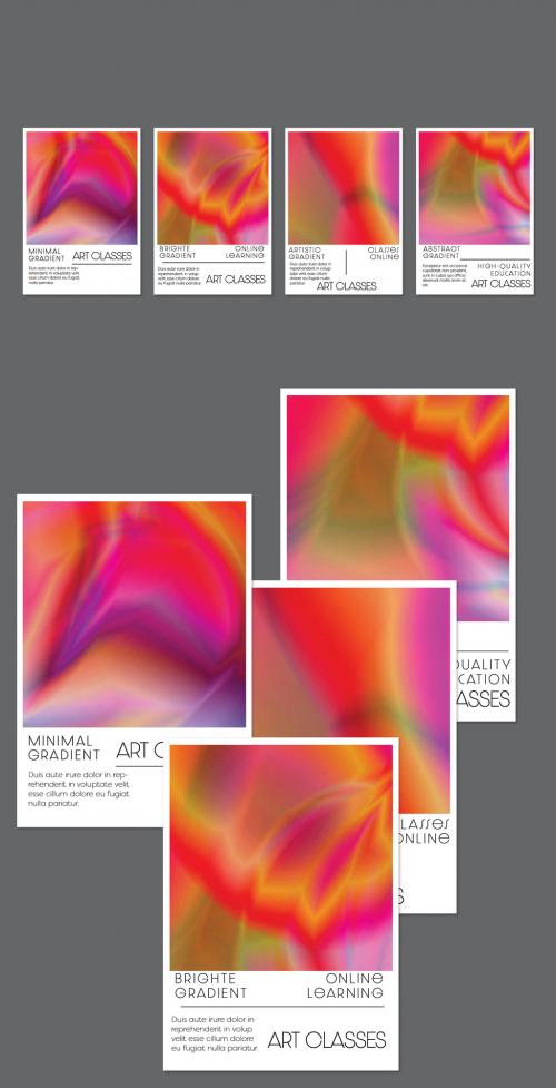 Flyer Layout with Bright Holographic Gradient Picture - 462668781
