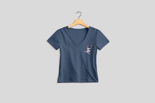 Women V-Neck T-Shirt Mockup