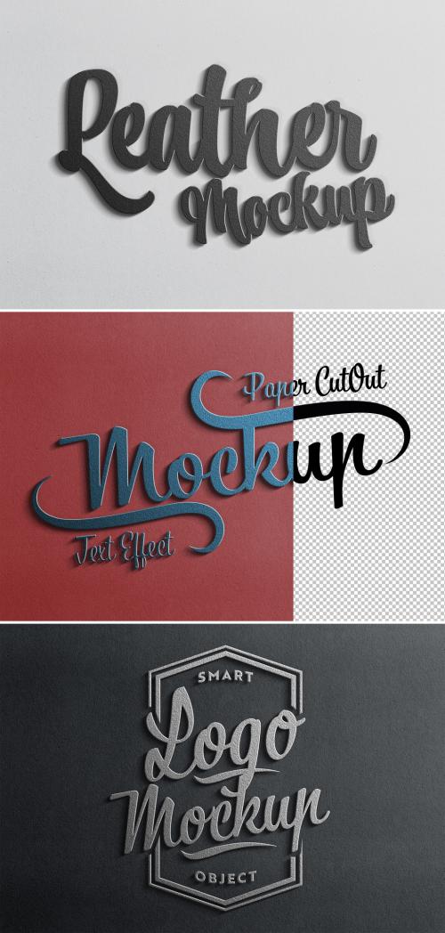Leather Text Effect with 3D Style and Shadow Mockup - 462954515