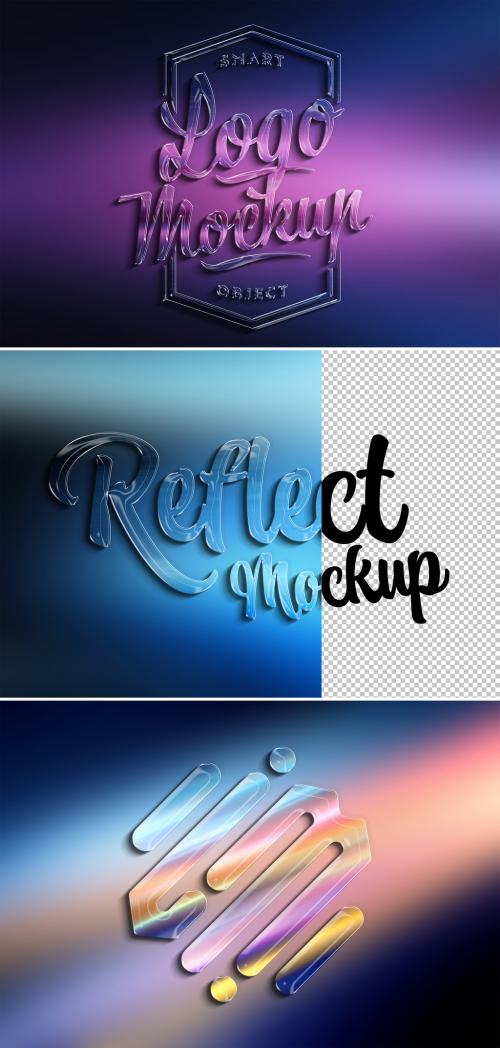 Logo Mockup with 3D Glossy Effect and Gradient - 462954529
