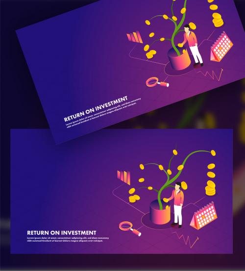 Responsive Landing Page Design, Isometric View of Seeding a Money Plant by Man for Return on Investment Concept - 462954574