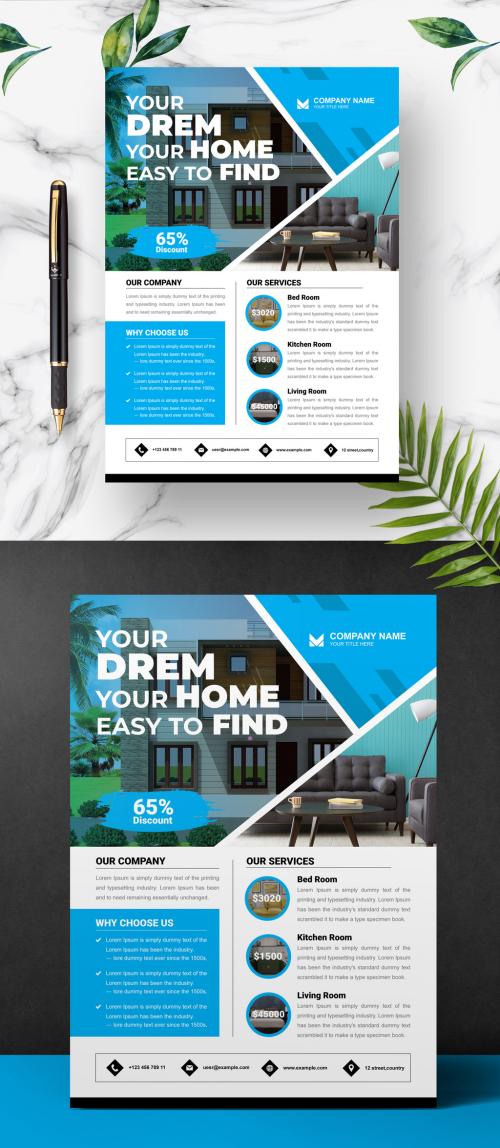 Real Estate Flyer Layout Home and Furniture Layout - 462954626