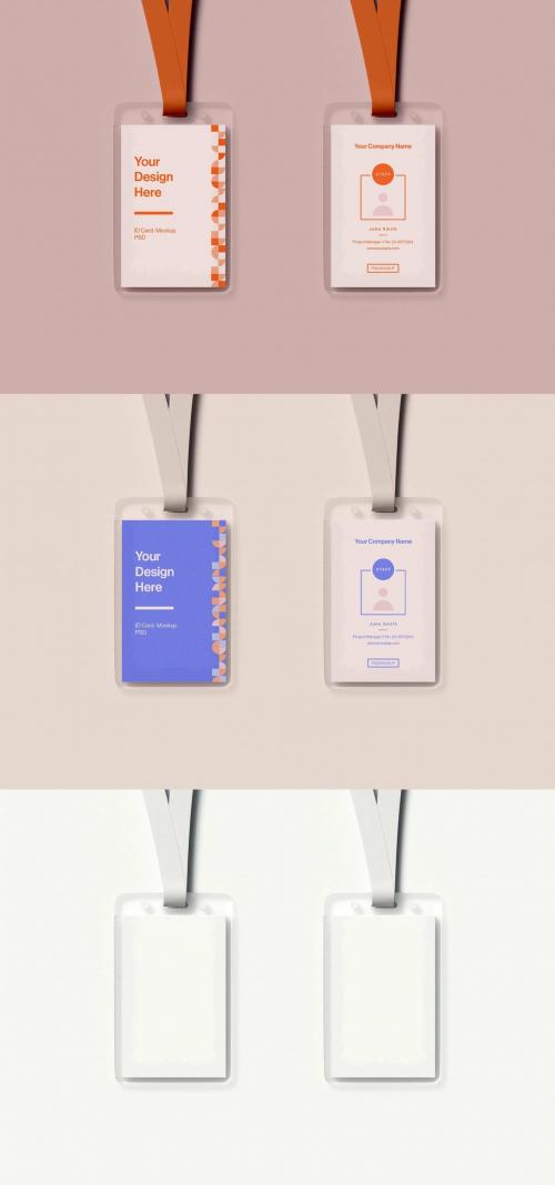 Two Hanging ID Cards Mockup - 463164509