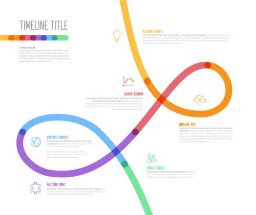 Infographic Company Milestones Twist Thick Line Timeline Template - 463164806