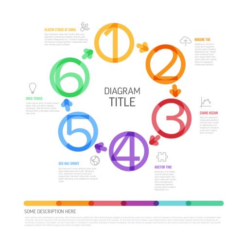 Minimalistic Thick Line Six Steps in Circle Elements Template - 463164819