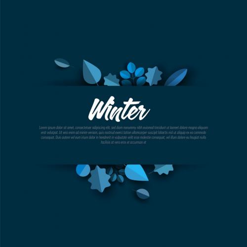 Winter Dark Leaf Sale Post Banner Layout Template with Stripe - 463164821
