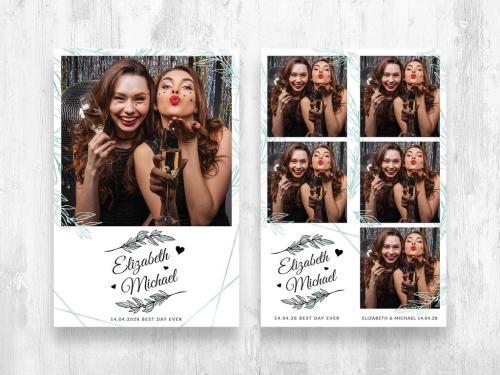 Photo Booth Layout with Turquoise Leaf Accents - 463165179