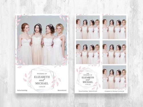 Modern Pink Wedding Photo Booth Layout with Simple Minimal Style - 463165188