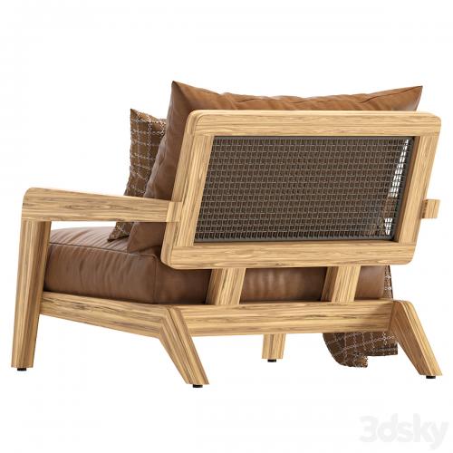 Coco Republic Claude Outdoor leather Lounge Chair