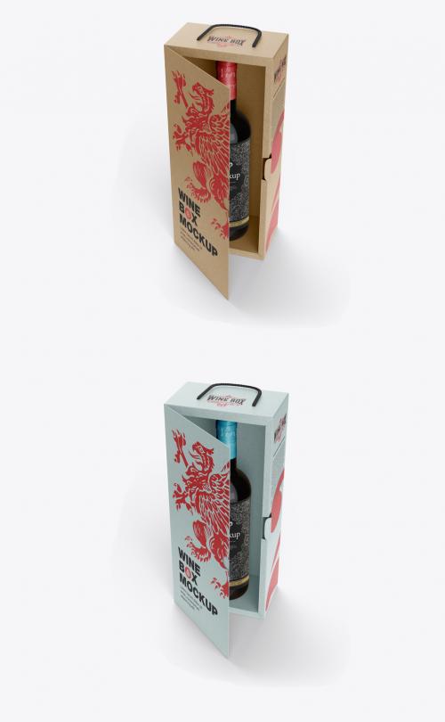 Kraft Box for Wine Bottle Mockup - 463166798
