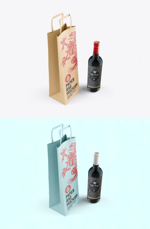 Wine Bottle and Bag Mockup - 463166816