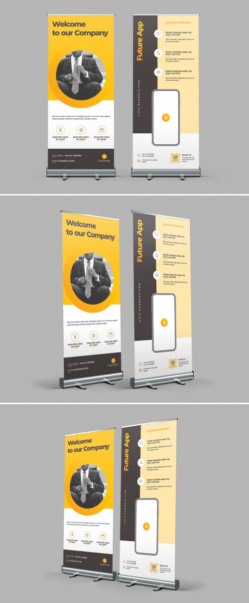 Roll-Up Banner Layout with Yellow Accents - 463689058