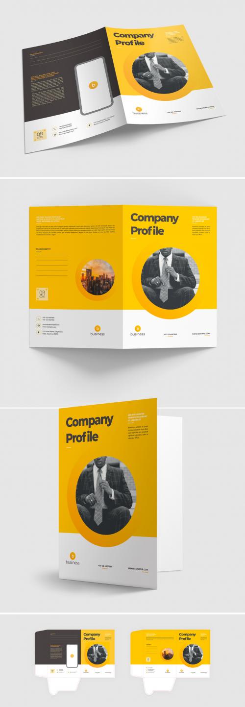Presentation Folder Layout with Yellow Accents - 463689071