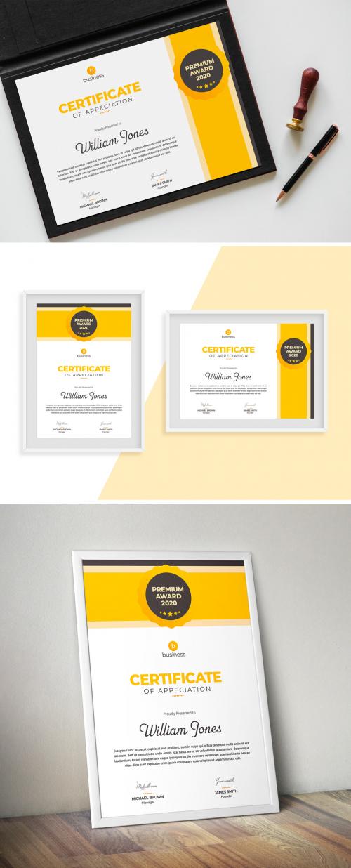 Certificate Layout with Yellow Accents - 463689073