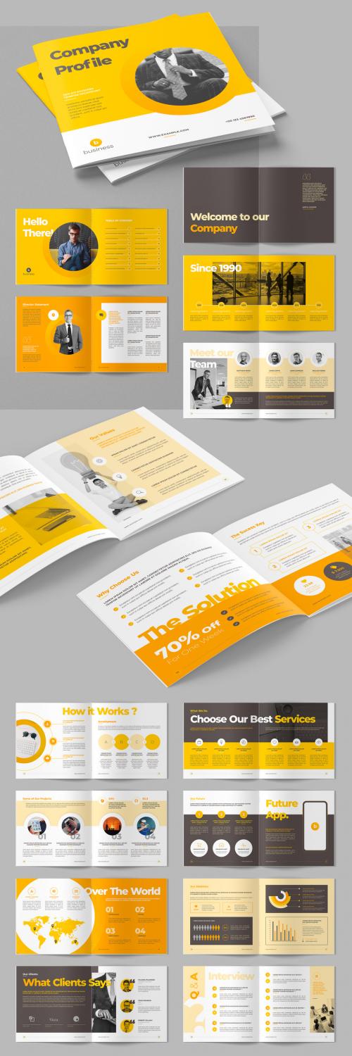 Company Profile Square Layout with Yellow Accents - 463689089