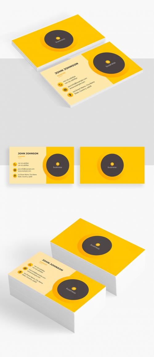 Business Card Layout with Profile Photo Placeholder - 463689094