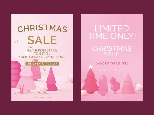 Pink Christmas Sale Poster Layout Set - 463689673