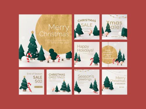 Merry Christmas Sale Poster Layout Set - 463689681