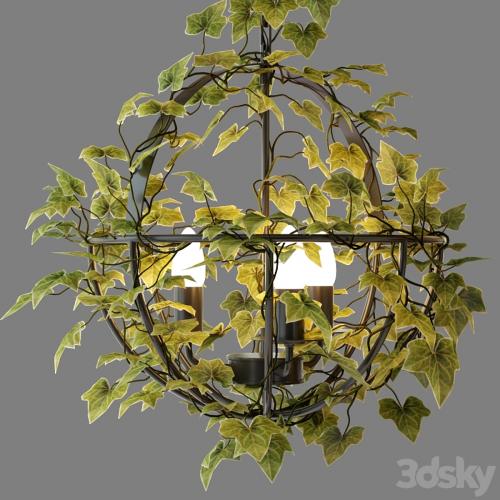 Vintage industrial spherical chandelier with ivy