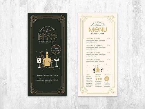 Thin New Years Eve Cocktail Menu Layout - 463694514