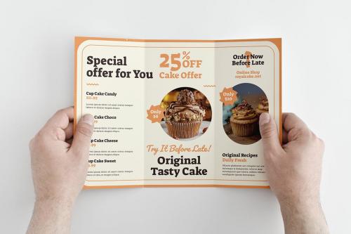 Cupcake & Bakery Shop Trifold Brochure Template