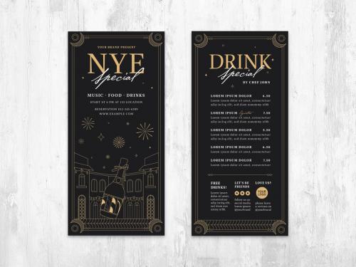 Thin Nye New Years Eve Party Flyer Card - 463694521