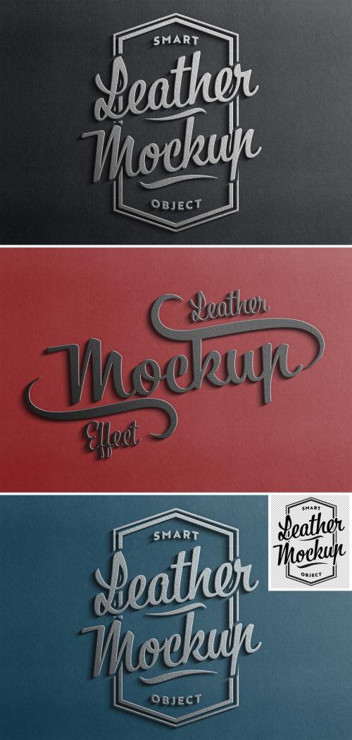Leather Logo 3D Style with Shadow Mockup - 463694929