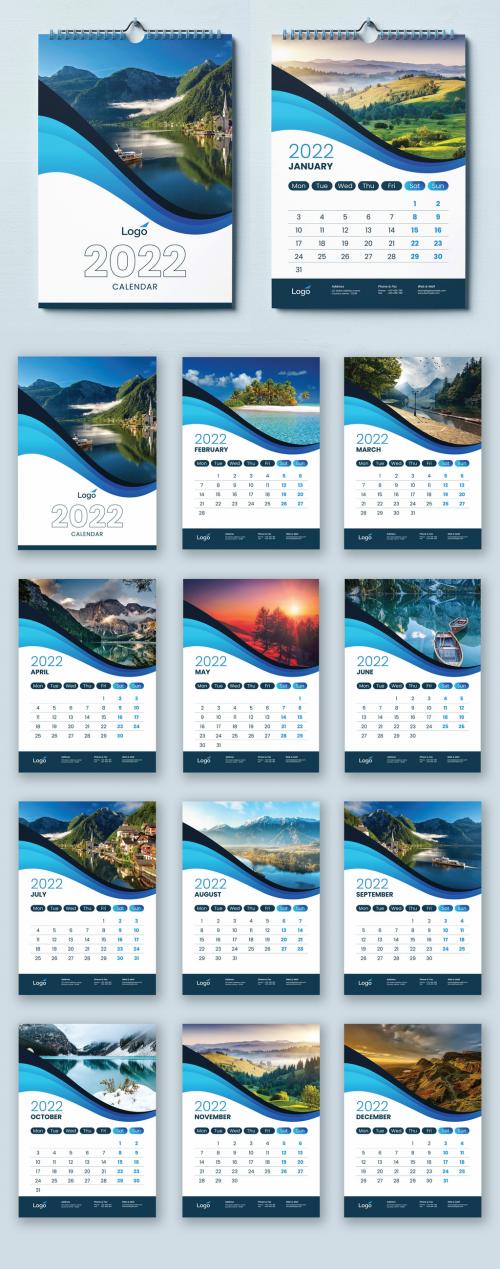 2022 Blue Wall Calendar Layout - 463695236