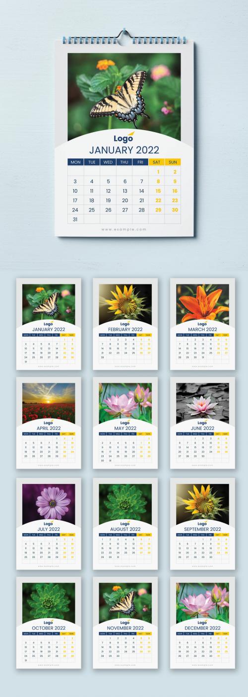 2022 Wall Calendar with Vector Accents - 463695254