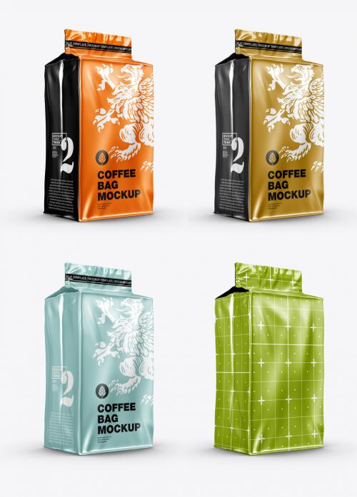 Metallic Paper Coffee Bag Mockup - 463916744