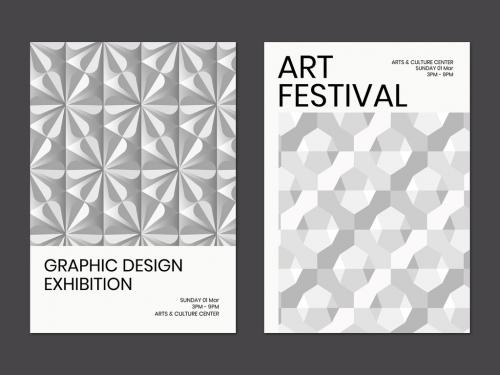 Editable Art Exhibition Geometric Layout Poster - 463918203