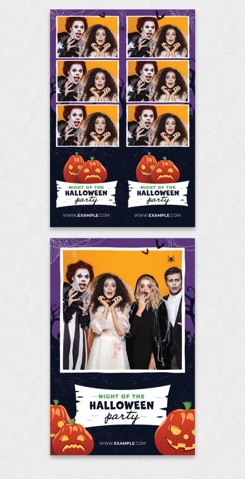 Halloween Photo Booth Template with Pumpkin Illustrations - 463918898