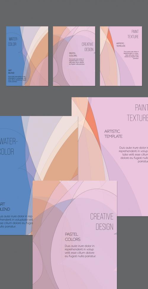 Flyer Layout with Abstract Overlapping Pastel Transparent Shapes - 464077762