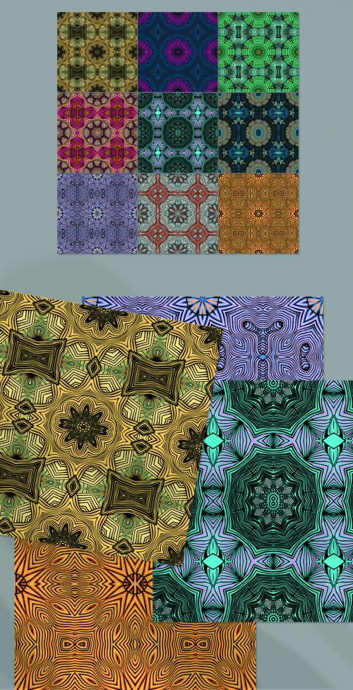 Seamless Pattern Collection with Mandala Motif - 464077764