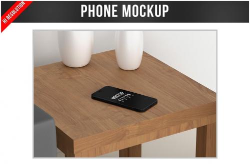Living Room Mockup with Cell Phone
