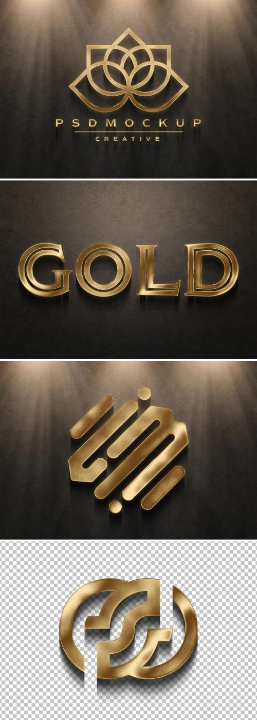 Gold Logo Mockup with Lights and Shadows Effect - 464129667