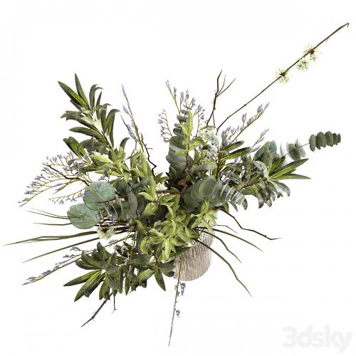Bouquet of greenery, branches, eucalyptus and olive