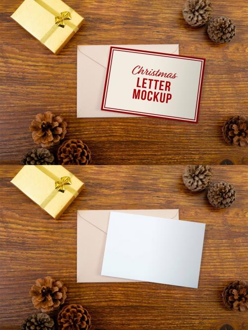 Christmas Letter with Envelope Mockup - 464336093