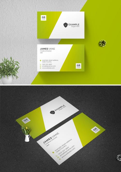 Simple Business Card Layout with Gradient - 464337608