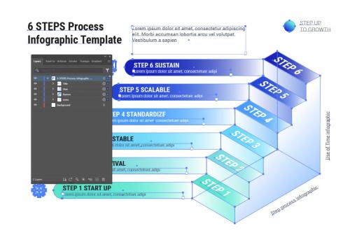 6 STEPS Process Infographic Template