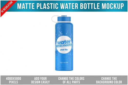 Matte Plastic Water Bottle Mockup