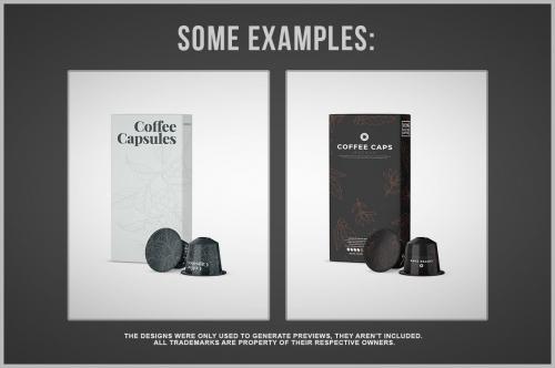 Coffee Capsules & Paper Box Mockup
