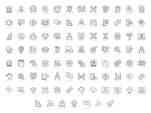 E Learning Outline Icons Set - 465125143